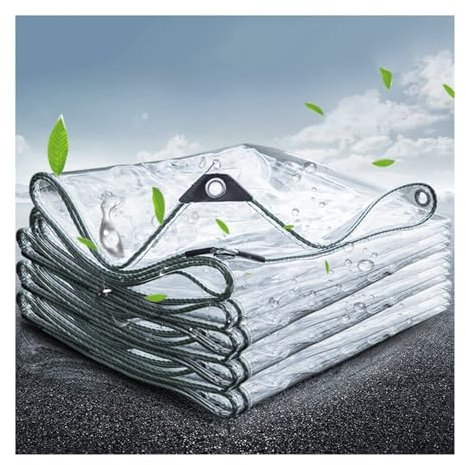 QSTGX Telo Trasparente per Esterno Tende Plastica da Impermeabile Teli Laterali per Gazebo Teloni Resistenti Veranda con zanzariera Telone Trasparente per Copertura Serra(3.28x9.84ft/1x3m)