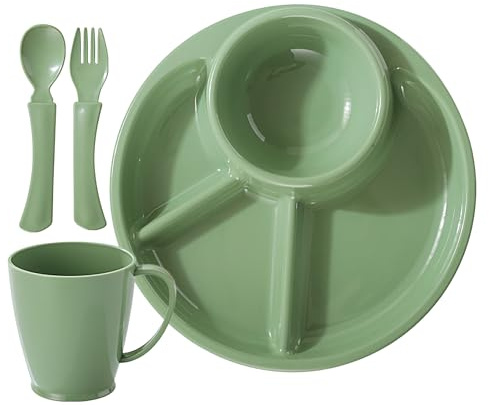 Jubilofex Assiettes divisées, assiettes divisées pour régime des étudiants, passe au micro-ondes et au lave-vaisselle, bol à manger pour restaurant, cantine, jardin d', camping-car, appartement