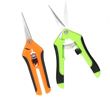 Yeenano Secateur de Jardin,Lot de 2 Ciseaux Tenailles Courbés à Lame Droite Sécateurs,Précision Jardinage Professionnel,Cisaille De Jardin,Pour Plantes,Fleurs,Branches,Roses,Bonsaïs,Légumes,Fruits