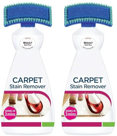 2x Carpet Stain Remover with Cleaning Brush 650ml – Works in 3 mins | Fast-Acting Spot Cleaner, Built-in Brush Head, Works in 3 Minutes