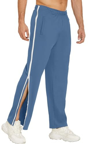 Reha Hose Damen Herren mit Reissverschluss am Bein Jogginghose seitlich zu öffnen Sporthose Trainingshose mit durchgehendem Reissverschluss