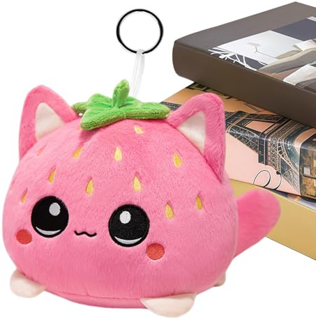 Genérico Animal de Peluche de Gato - Muñeca con Figura de Gatito Fresa - Gato Fresa abrazable | para niños, niños, Mujeres, Adultos, Amantes de Las Mascotas, cumpleaños, Mesa de Pascua