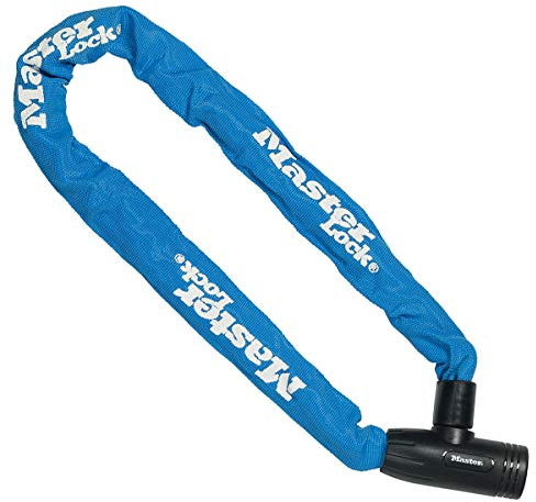 Master Lock Bike Chain Lock, Key, 90 cm Chain, Blue 8391EURDPROCOLB - Use with Electric, Mountain, Road, Folding Bikes