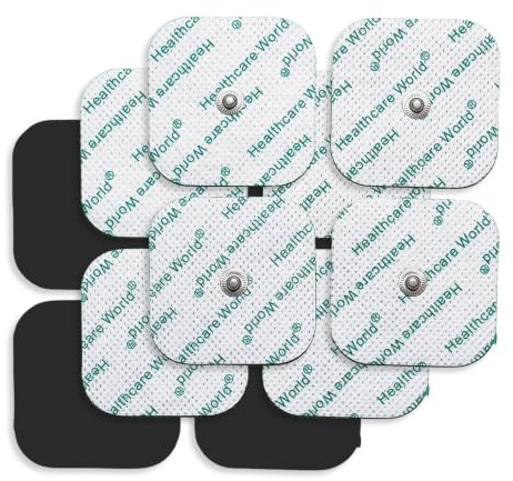 Tens EMS Electrode Pads with 3.5mm Stud for Tens Machines Suitable for Beurer Sanitas and Many More Devices By Healthcare World – Pack of 12