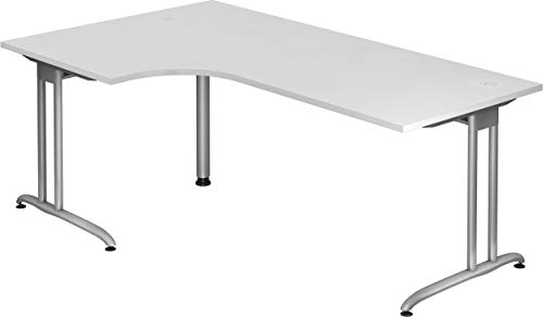 Bümö®️ Eckschreibtisch für das Büro | Bürotisch in 6 Farben & 8 Größen verfügbar | Büroschreibtisch (Weiß, 200 x 120 cm)