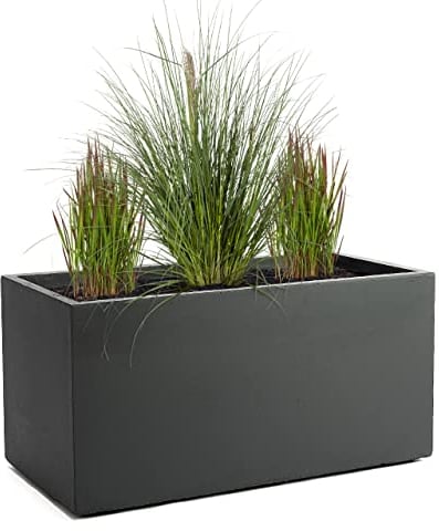 Pflanzwerk® Pflanzkübel TUB Anthrazit 30x60x30cm XXL – Rechteckig – Großer Fiberglas Blumenkübel für außen und innen - Frostbeständig - UV-Schutz - Markenqualität