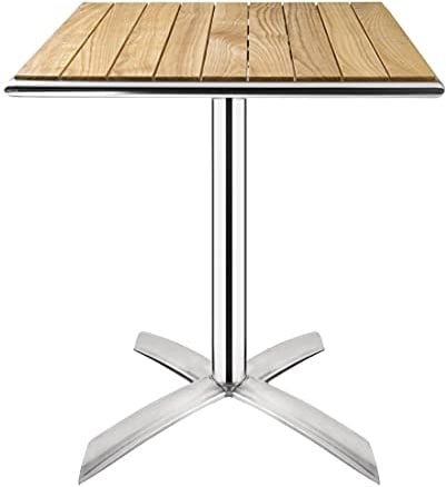 Bolero Table bistro carrée plateau basculant frêne 600 mm, cadre en aluminium, table d'intérieur et d'extérieur, plateau en bois de frêne pré-huilé, 730 (H) x 600 (L) x 600 (P) mm, GK991