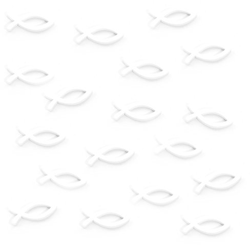 Oblique-Unique® Tischstreu Streuartikel Taufe Fische in Weiß aus Holz - Streudeko Verzierung für Taufe, Kommunion und Konfirmation - Echtholz