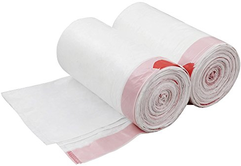 Cadineer 50L Drawstring Bin Liner, White, 120 Counts