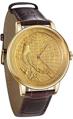 CHIYODA Gold Uhr Schweizer Luxusuhr Goldarmbanduhr mit Schweizer Quarzuhrwerk und Lederarmband