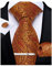 DiBanGu Herren-Krawatte und Einstecktuch, gewebt, Seide, Taschentuch und Manschettenknöpfe, Paisleymuster, burnt orange, 150 cm