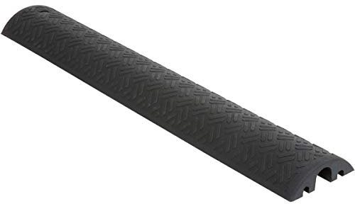 Cable Protector Ramp - Black/Yellow Rubber with 3 Cable/Hose Channels 1200mm (Black) - The Workplace Depot