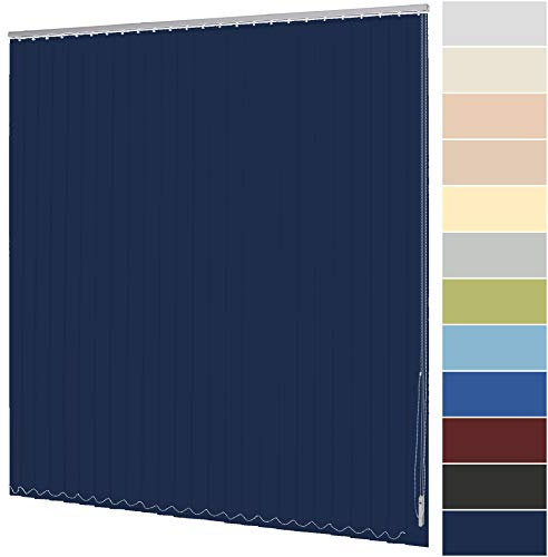 Lamellenvorhang nach Maß Vertikaljalousie 89 mm für Tür und Fenster viele Farben Maßanfertigung Wand- und Deckenmontage Jalousie Lamellen Rollo (Breite 220,1-240 cm x Höhe 120,1-140 cm, Marineblau)