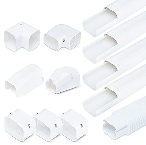 Mini Split AC Line Set Cover Kit, 3 Decorative White Professional Grade PVC Kit Provides 15 FT Line Coverage for Ductless Mini Split Air Conditioners and Heat Pumps