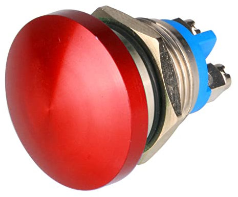 Guuzi 16mm 3V/6V/12V/24V/48V/110V/220V Pulsador Momentáneo Cabeza de Seta de Metal Botón de Inicio Redondo 1NO ON Off Terminal de Tornillo Abovedado de Reinicio Automático (Rojo)