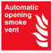 Schild mit automatischer Öffnung, Rauchabzug mit Flamme, 150 x 150 mm, S15