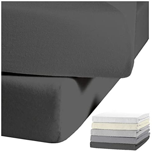 JACK by Kaeppel Biber Spannbettlaken Rundgummi Baumwolle Spannbetttuch 90x190-100x200 / 140-160x200 / 180-200x200 cm, Farbe:Anthrazit, Größe:180x200cm Spannbettlaken