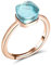 Tiramisu | Anello con Pietra Singola Cristallo | 925 Argento Sterling Placcato Oro Rosa | Gioiello Donna/Ragazza | Misura Regolabile | Pietra Azzurra | Confezione Regalo| Particolare | Senza Nichel