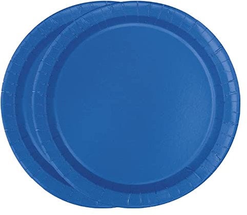 WedDecor 7 (18cm) Round Dessert Disposable Paper Plates Royal Blue Colour Tableware for Picnics, Weddings, Birthdays, Anniversaries, Baby Showers & Christmas Events, Pack of 20