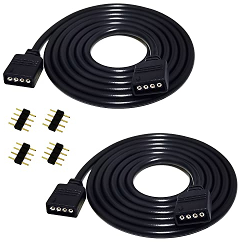 LITAELEK 2pcs 1m RGB LED Streifen Verlängerungskabel 4 polig LED Band Verlängerung Kabel RGB 5050 3528 2835 LED Strip Extension Cord LED Stripe Extension Cable LED Verbinder Anschluss, Schwarz