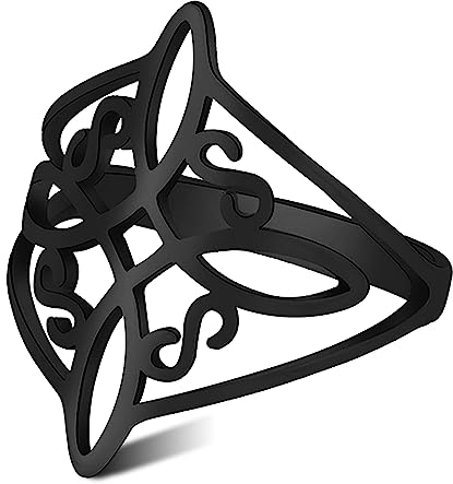 SIPURIS Hexenknotenring, keltischer Knotenring, Hexerei, Edelstahl, geometrischer Hexenknotenring, Wicca-Fingerringe, Ehering, stapelbarer Ring, Schmuck für Damen und Herren, 8, Edelstahl, Kein