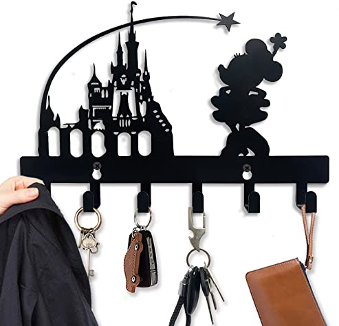 Viiluuxr SchlüSselbrett Schwarz Und 6 Haken SchlüSselhalter Ohne Bohren Wandmontage Platzsparendes Tragbares Organizer SchlüSselablage Aufbewahrung Kindergarderobe Garderobenhaken Mehrzweckhaken.
