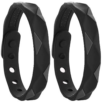 Healthify Zuckerregulator-Armreif, Healthify, Negative Ionen, Silikagel, Sportarmband, Magnettherapie-Armband, 6-Loch-Anpassung, für Männer und Frauen (Schwarz x 2)
