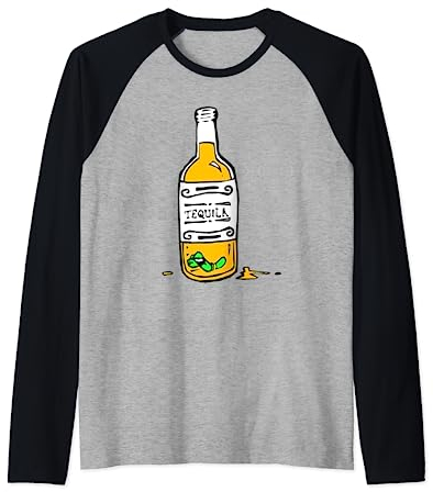 Tequila-Flasche mit grünem Wurm Oldschool-Grafik Raglan