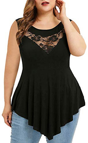 Blumen Blusen Damen Lace Solid Floral Plus O-Neck Tops Ärmellose Blusengröße Asymmetrische Damen Plus Size Tops Schmuck Damen Silber 925 Ohrringe