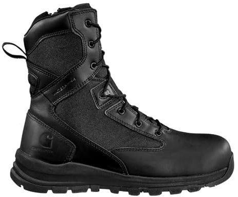Carhartt Gilmore - Stivale impermeabile da uomo, con cerniera laterale, 20,3 cm, stile militare e tattico, nero, larghezza 41 cm