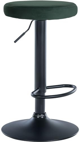CLP Barhocker Ponte Samt-Bezug I Höhenverstellbarer Stuhl, Farbe:grün, Gestell Farbe:schwarz
