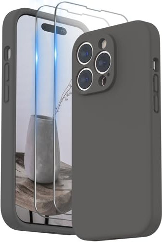 SURPHY Compatible with iPhone 14 Pro Case with Screen Protector, Liquid Silicone Protection for Each Lens Shockproof Thickened Rubber for iPhone 14 Pro 6.1 inch 2022 (Clay)