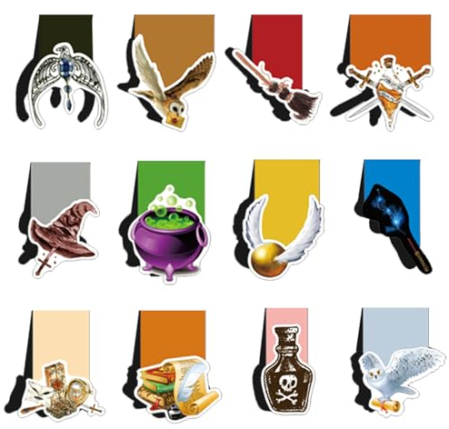 12 Stück Magnetische Lesezeichen,Magnetische Lesezeichen Zauber Thema,Magnetic Bookmarks Kit,Lesezeichen Magnetisch Kinder,Magnetische Lesezeichen Seiten Markierungen,für Schüler, Junge, Mädchen