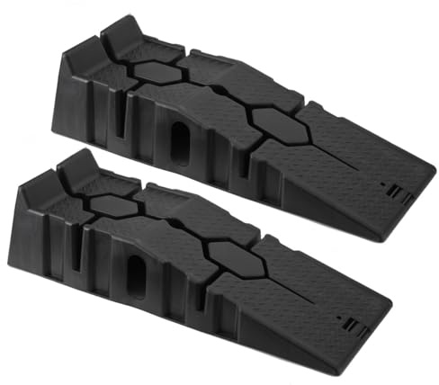 SUDEG Lot de 2 rampes daccès en Plastique 3 tonnes, Rampe de Chargement | plateforme de levage, 330 mm de largeur daccès pour voitures et véhicules,rampe de chargement.