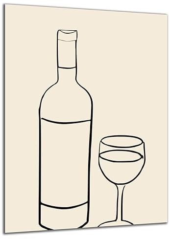 DARO Design - Wand-Bild Abstrakt Flasche Wein Glas auf 6mm HDF 84x56 cm - Wand-Deko Bilder Geschenk