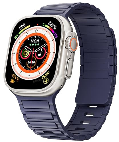 LEIXIUER Correa Silicona Magnética Compatible para Apple Watch 42mm 46mm 45mm 44mm 41mm 40mm 38mm,Correas de Silicona con Hebilla Magnética para iWatch Ultra/2 Series SE 10 9 8 7 6 5 4 3