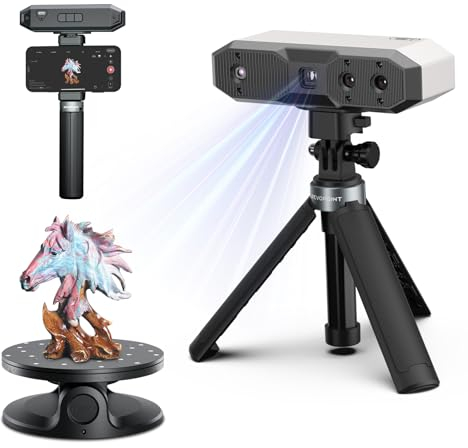 Revopoint Mini 2 3D Scanner Handscanner für 3D-Drucker mit 0,02 mm Genauigkeit, Industrie-Blu-ray feines Scannen von kleinen Objekten mit zweiachsigem Drehtisch, Professional Edition