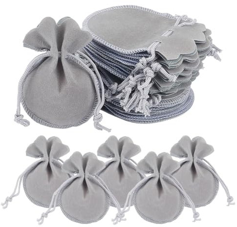 nbeads 40 Stk. Samt-Taschen, 9x7cm Samt-Schmuckbeutel mit Kordelzug Süßigkeiten-Geschenk-Taschen Weihnachten Hochzeit Party Geschenk Verpackungstaschen für Schmuck Party Favors, Dunkelgrau