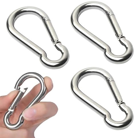 Eastrise Stainless Steel Carabiner Spring Snap Hook-304 Stainless Steel Heavy Duty Clips for Outdoor Hiking Camping Fishing(Not for Climbing)-4 Pcs