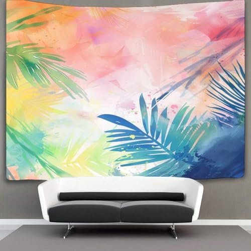 KKOLASXZE 3D Druck Palmblatt Wandteppiche Poster Ornament Wandbehang Wandteppich Raumteiler Vorhang Für Wohnzimmer Schlafzimmer Tapisserie 130cmx150cm