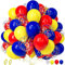 Unisun Luftballons Rot Gelb Blau, 50 Stück Ballons Dunkelblau Rot Gelb Konfetti Luftballon Junge Männer Kind Geburtstag Jubiläum Hochzeit Verlobung Abschlussfeier Carnival Zirkus Party Dekoration