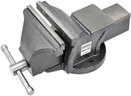 Verda Robuste Schraubstock 360° drehbare 125 mm – Hochwertiger Parallel-Schraubstock für Werkbank, schwere Ausführung, ideal für Werkstatt und Industrie