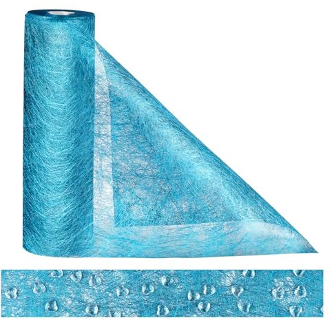 Anstore Vlies Tischläufer Blau Tischband Flower Vlies 23cmx30m Tischläufer Rolle für Hochzeit, Kommunion, Geburtstags Wiederverwendbaren Tischdecke, Tischband Blau Table Runner + 150 Deko Herzen