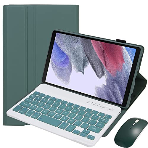Bueuwe Tastatur Hülle für Samsung Galaxy Tab A7 Lite 8,7 Zoll 2021 (SM-T220/T227U) Mit S-Stift-Halter, Abnehmbarer Kabelloser Tastatur, Bluetooth-Maus,Deep Green