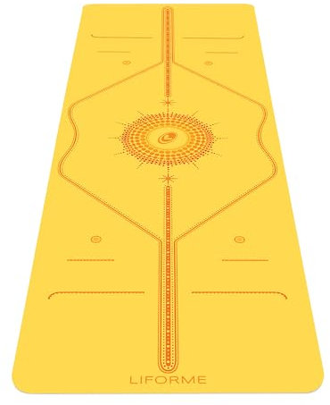 Liforme Bedruckte Yogamatten-Kollektion – kostenlose Yogatasche, patentiertes Ausrichtungssystem, kriegerähnlicher Griff, rutschfest, umweltfreundlich, schweißresistent, lang, breit und dick für