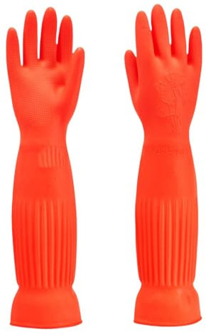 YONG-SHENG Cleaning Glove, Kitchen Dishwashing Glove, Heavy Duty Rubber Gloves, Waterproof Gloves, Non-slip and Corrosion-Resistant, Suitable for Housework Cleaning (Red, L)
