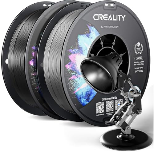 Creality CR-PETG Filament 1.75mm 2kg, 3D Drucker Filament PETG Schwarz Grau, Maßgenauigkeit +/-0,02mm Vakuumverpackung Ordentliche Spule (2 x 1kg Spule, Schwarz+Grau)