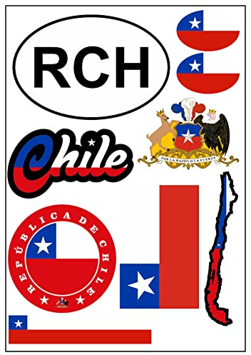 Daged Chile Aufkleber Karte Stickerbogen - PKW Auto Motorrad Biker Flagge Fahne Deko AK