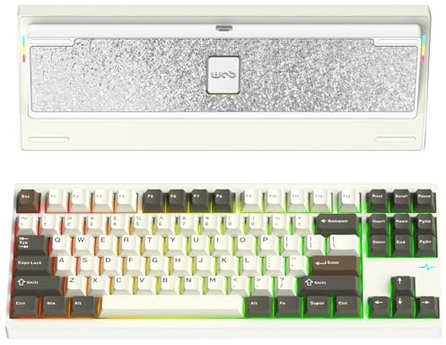 KEEBMONKEY WOBKEY Crush 80 Reboot CNC Aluminum 5-Second Quick-Release Triple-Mode Connectivity Mechanical Keyboard with Superior Acoustics (Pro White)