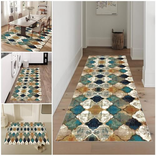 Lmyoieqm Teppich Läufer Flur 80 x 240 cm Waschbar rutschfest Küchenläufer Küchenteppich Modern Carpet Fussmatte Innen Teppichläufer für Küche FlurWohnraum Teppichläufer auf Maß Meterware Flurteppich